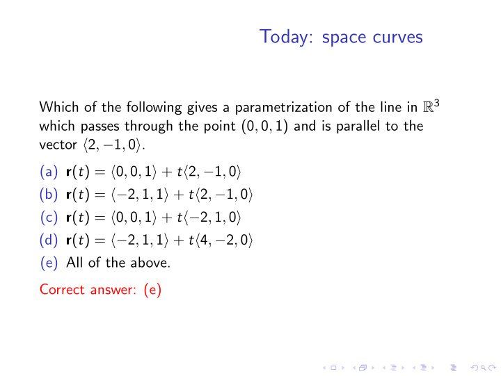 today space curves