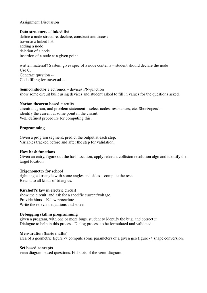 assignment discussion data structures linked list define