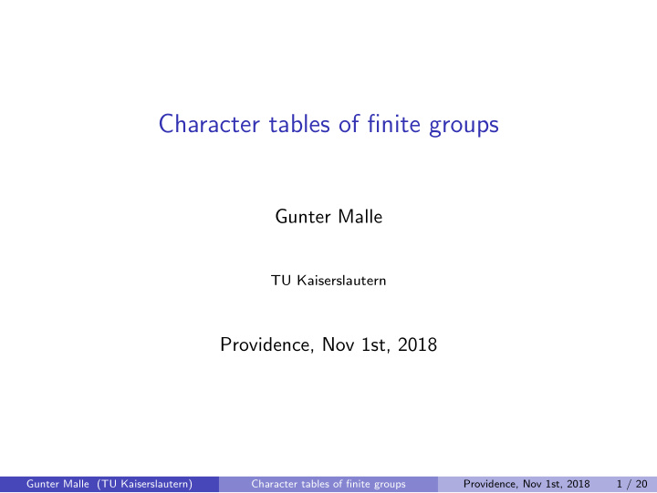 character tables of finite groups