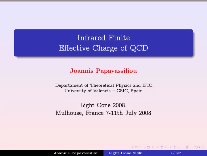 infrared finite effective charge of qcd