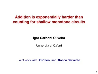 Addition is exponentially harder than  counting for shallow monotone circuits  Igor Carboni