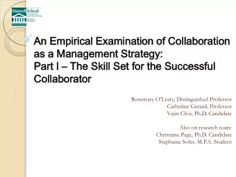 An Em  n Empi  pirica  rical  l Exami  aminatio  nation  n of  of Col  olla  laborati  boration  on