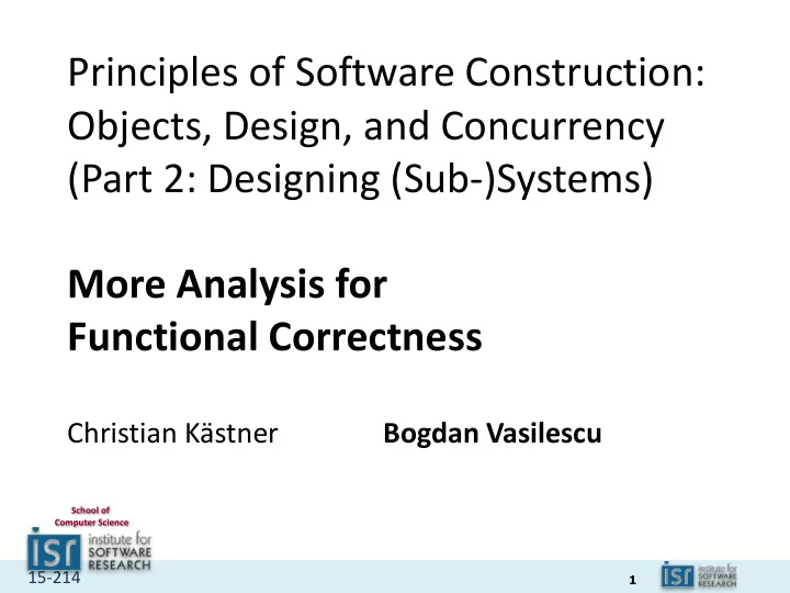 principles of software construction objects design and