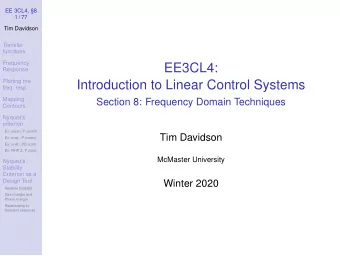 EE3CL4:  Response  Plotting the  Introduction to Linear Control Systems  freq. resp.  Mapping