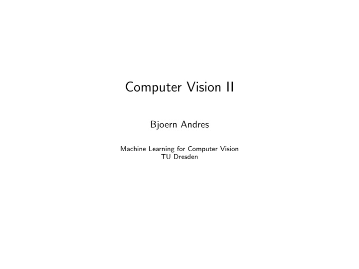 computer vision ii