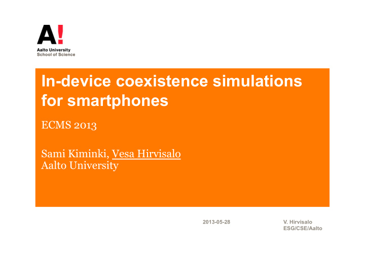 in device coexistence simulations for smartphones