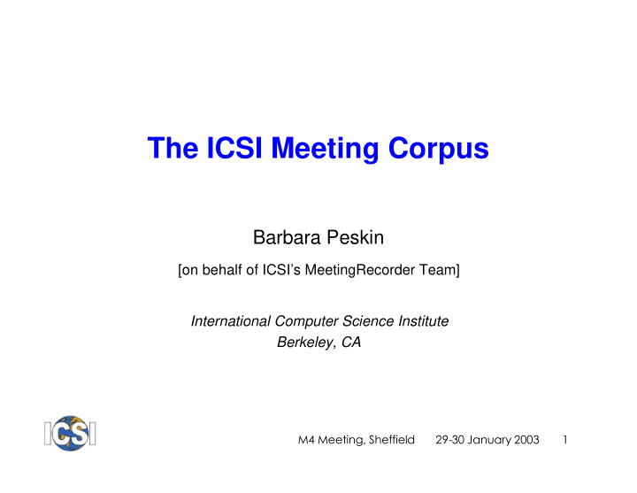 the icsi meeting corpus