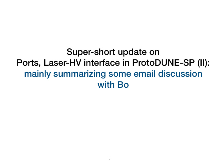 super short update on ports laser hv interface in