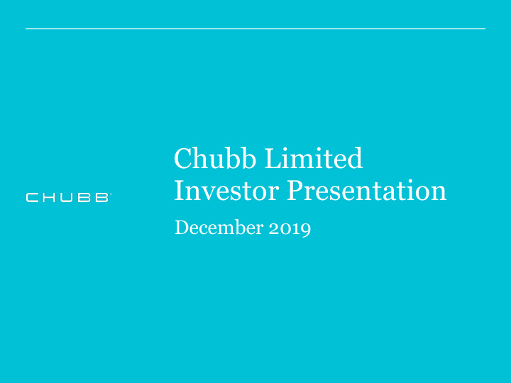 chubb limited investor presentation