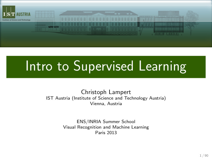 intro to supervised learning