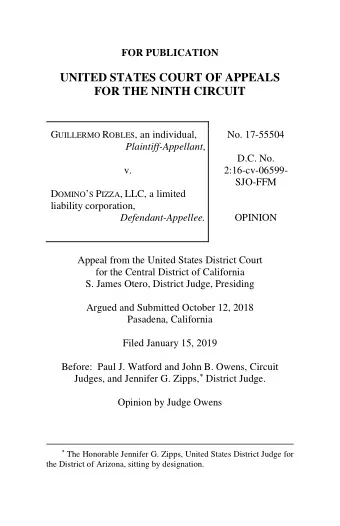 UNITED STATES COURT OF APPEALS  FOR THE NINTH CIRCUIT G UILLERMO R OBLES , an individual,  No.