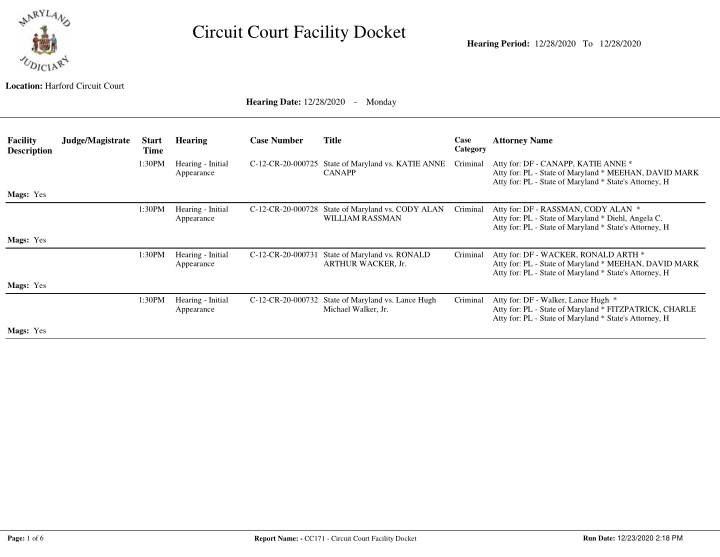 circuit court facility docket