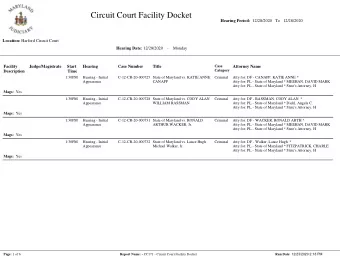 Circuit Court Facility Docket Hearing Period: 12/28/2020   To   12/28/2020 Location: Harford