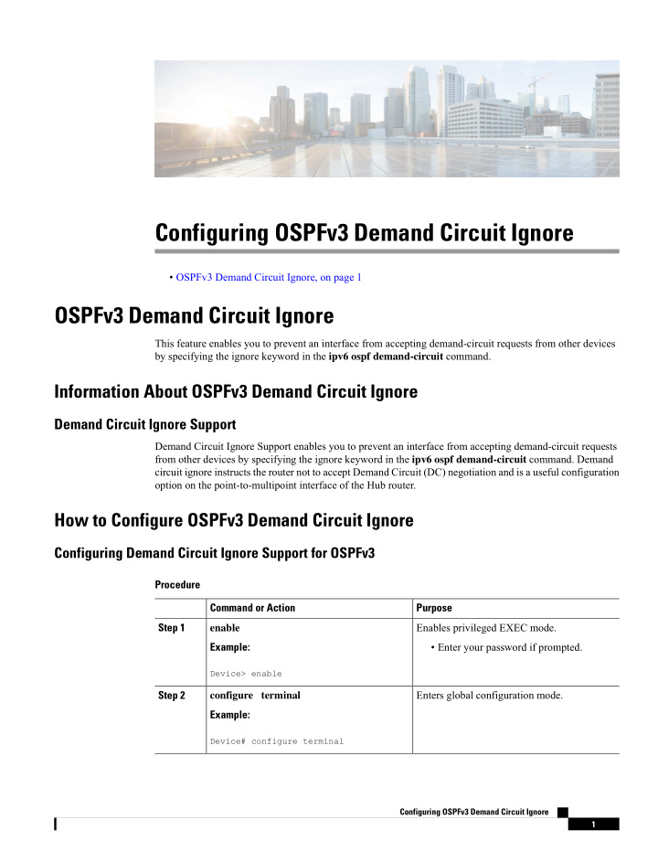 configuring ospfv3 demand circuit ignore