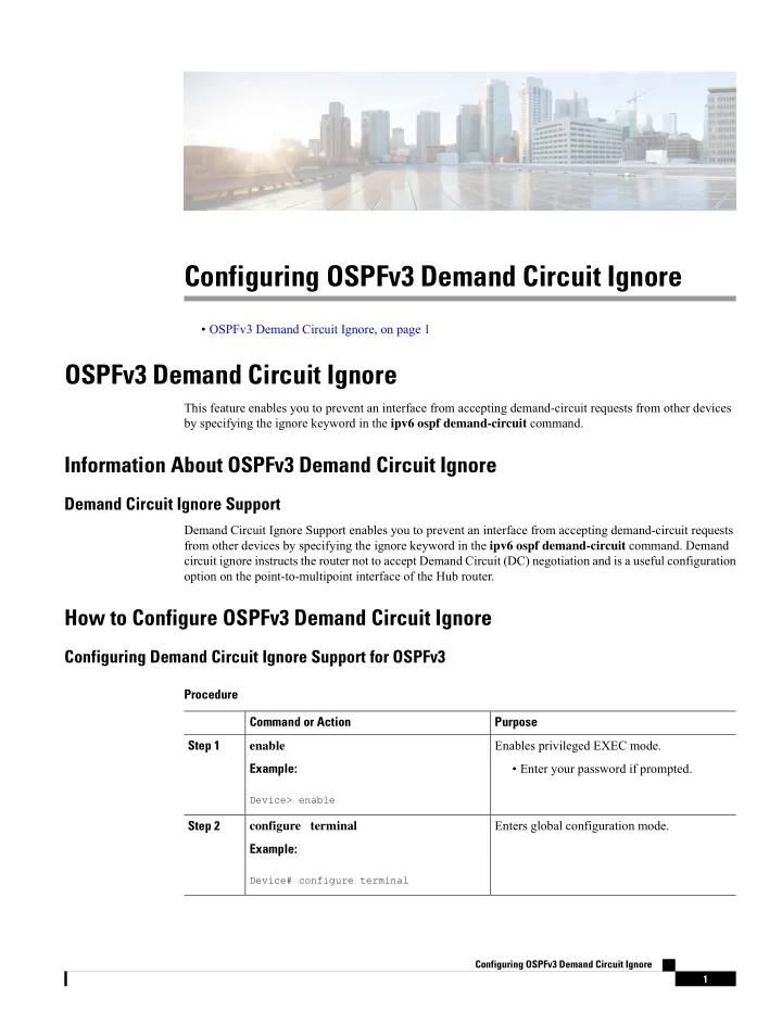 configuring ospfv3 demand circuit ignore