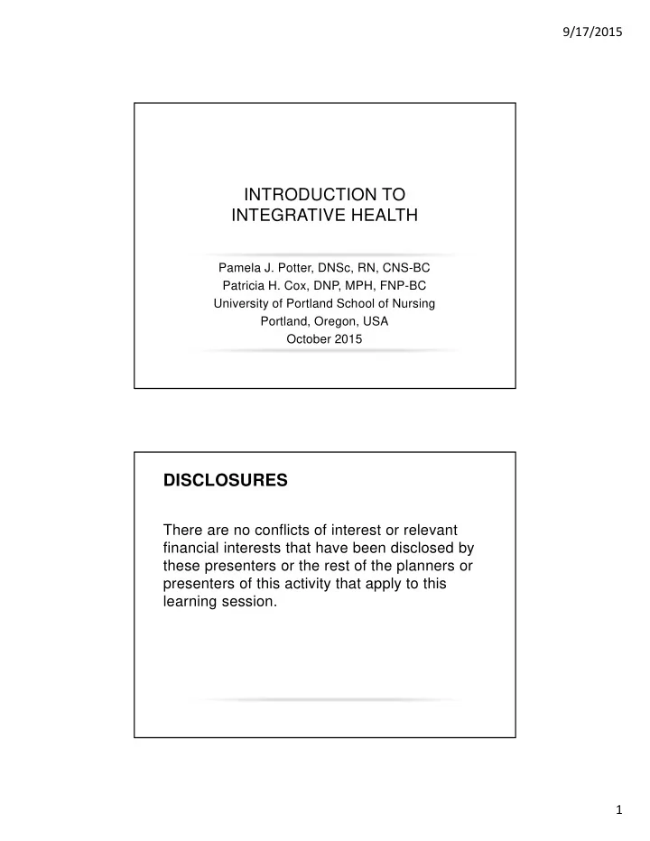 introduction to integrative health