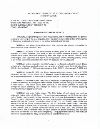 ) OPERATIONS AND IMPACT ON TRIALS IN THE  ) SECOND JUDICIAL CIRCUIT PURSUANT TO  ) COVID-19