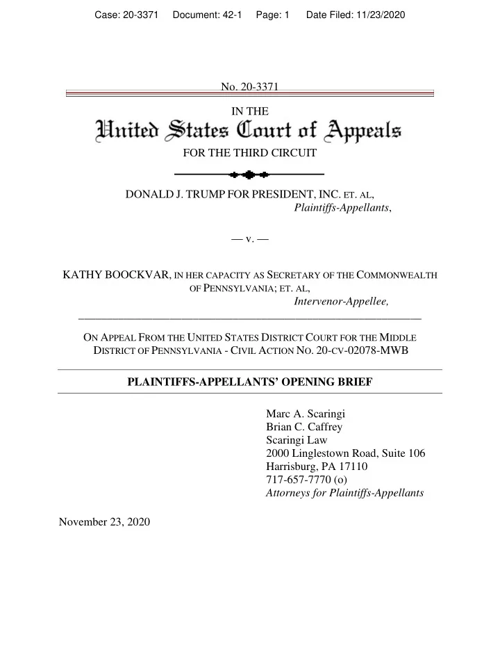 no 20 3371 in the for the third circuit donald j trump