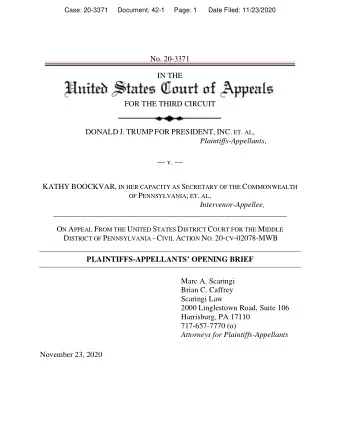 No. 20-3371  IN THE  FOR THE THIRD CIRCUIT DONALD J. TRUMP FOR PRESIDENT, INC. ET . AL ,
