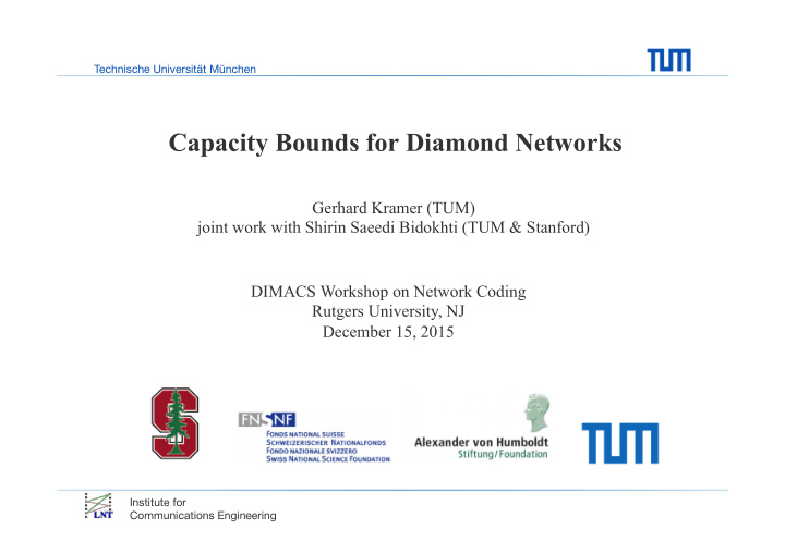 capacity bounds for diamond networks