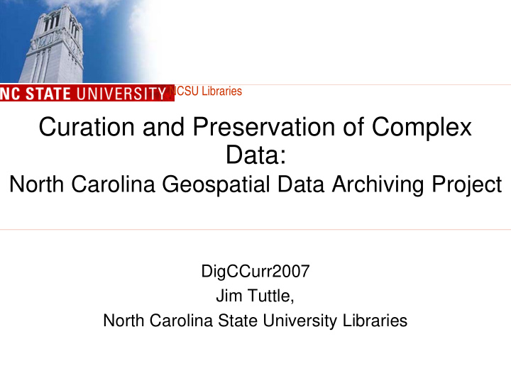 curation and preservation of complex data