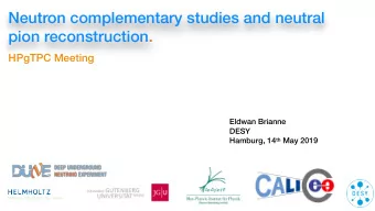 Neutron complementary studies and neutral  pion reconstruction.  HPgTPC Meeting  Eldwan Brianne