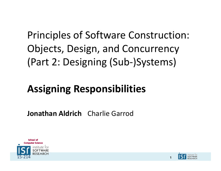 principles of software construction objects design and