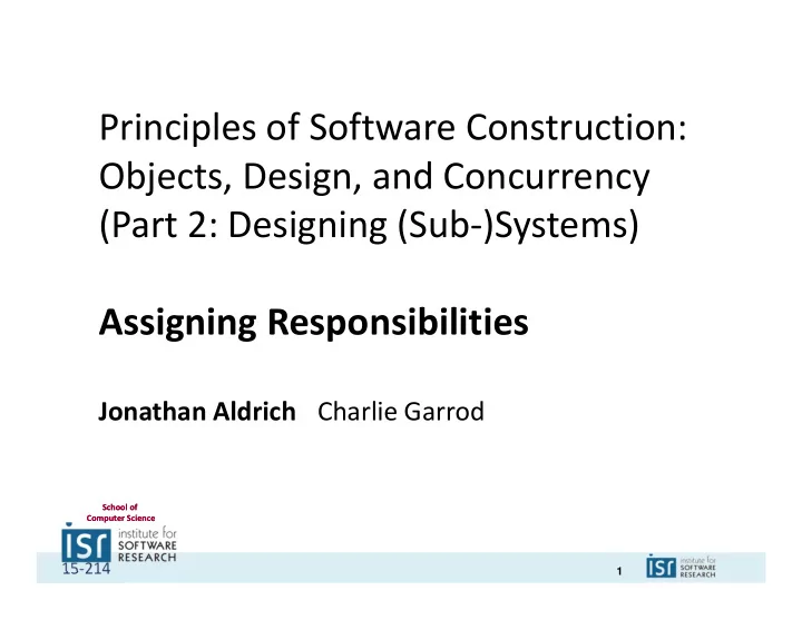 principles of software construction objects design and