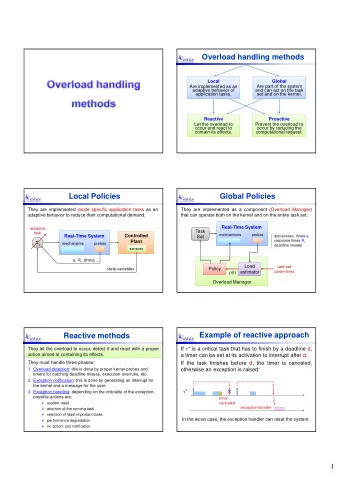 Overload handling methods  Local  Local  Global  Global  Are implemented as an  Are implemented as