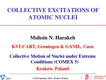 COLLECTIVE EXCITATIONS OF  ATOMIC NUCLEI  Muhsin N. Harakeh  KVI-CART, Groningen &amp; GANIL, Caen