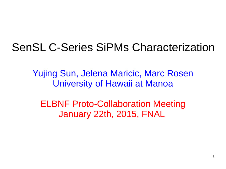 sensl c series sipms characterization