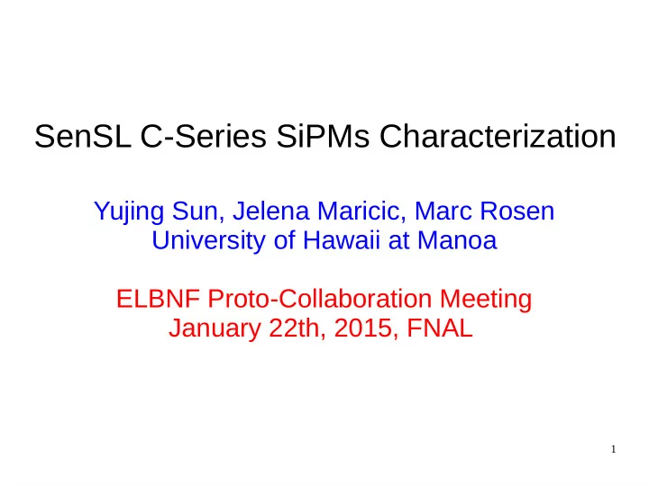 sensl c series sipms characterization