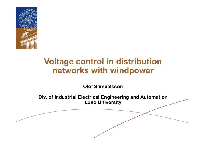 voltage control in distribution networks with windpower