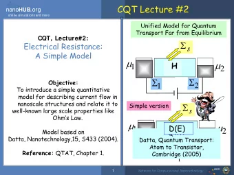 Atom to Transistor,  2  1 Reference: QTAT, Chapter 1.  Cambridge (2005)  1  Network for