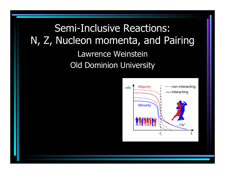 semi inclusive reactions n z nucleon momenta and pairing