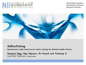 AdHocPairing  Spontaneous audio based secure device pairing for Android mobile devices  Stephan