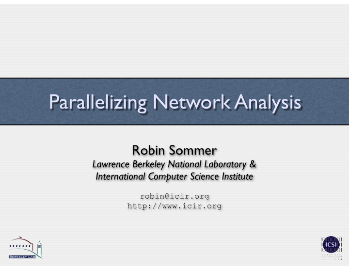 parallelizing network analysis