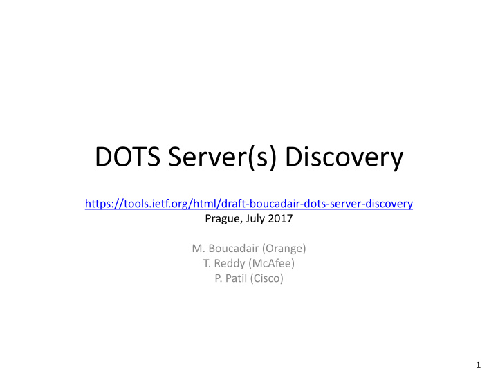 dots server s discovery