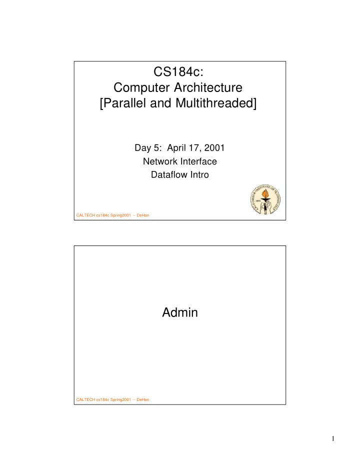cs184c computer architecture parallel and multithreaded