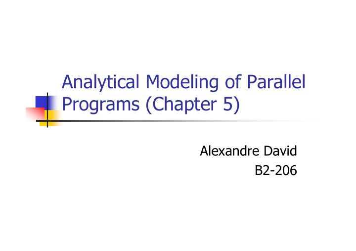 analytical modeling of parallel programs chapter 5