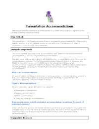 presentation accommodations