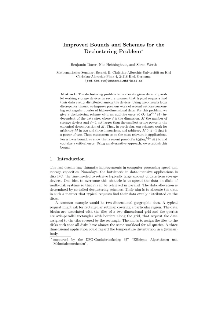 improved bounds and schemes for the