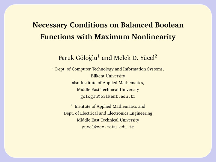 necessary conditions on balanced boolean functions with