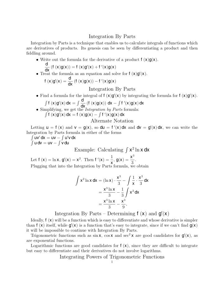 integration by parts