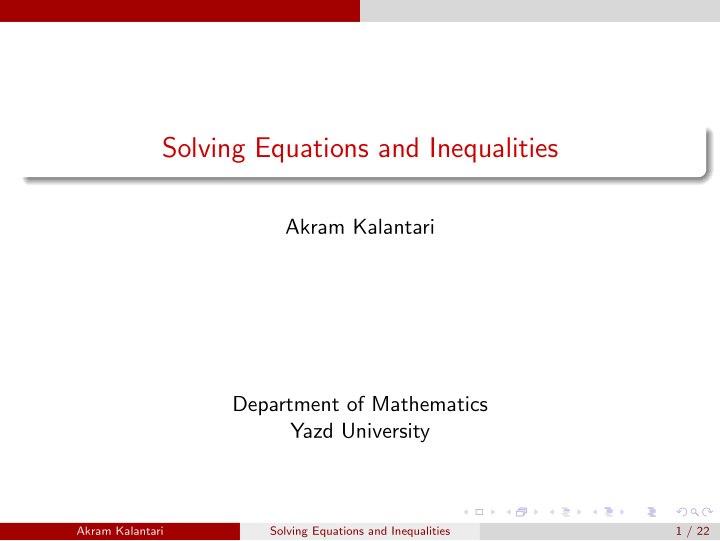 solving equations and inequalities