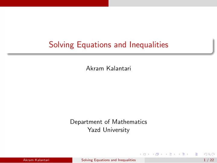 solving equations and inequalities