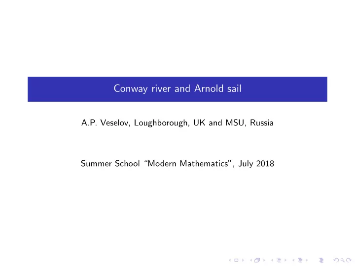 conway river and arnold sail
