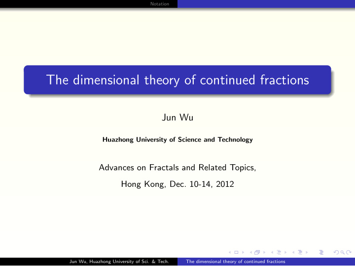 the dimensional theory of continued fractions