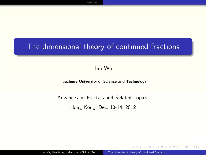 the dimensional theory of continued fractions