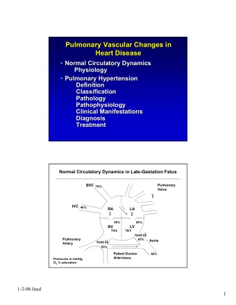 Pulmonary Vascular Changes in  Pulmonary Vascular Changes in  Heart Disease  Heart Disease